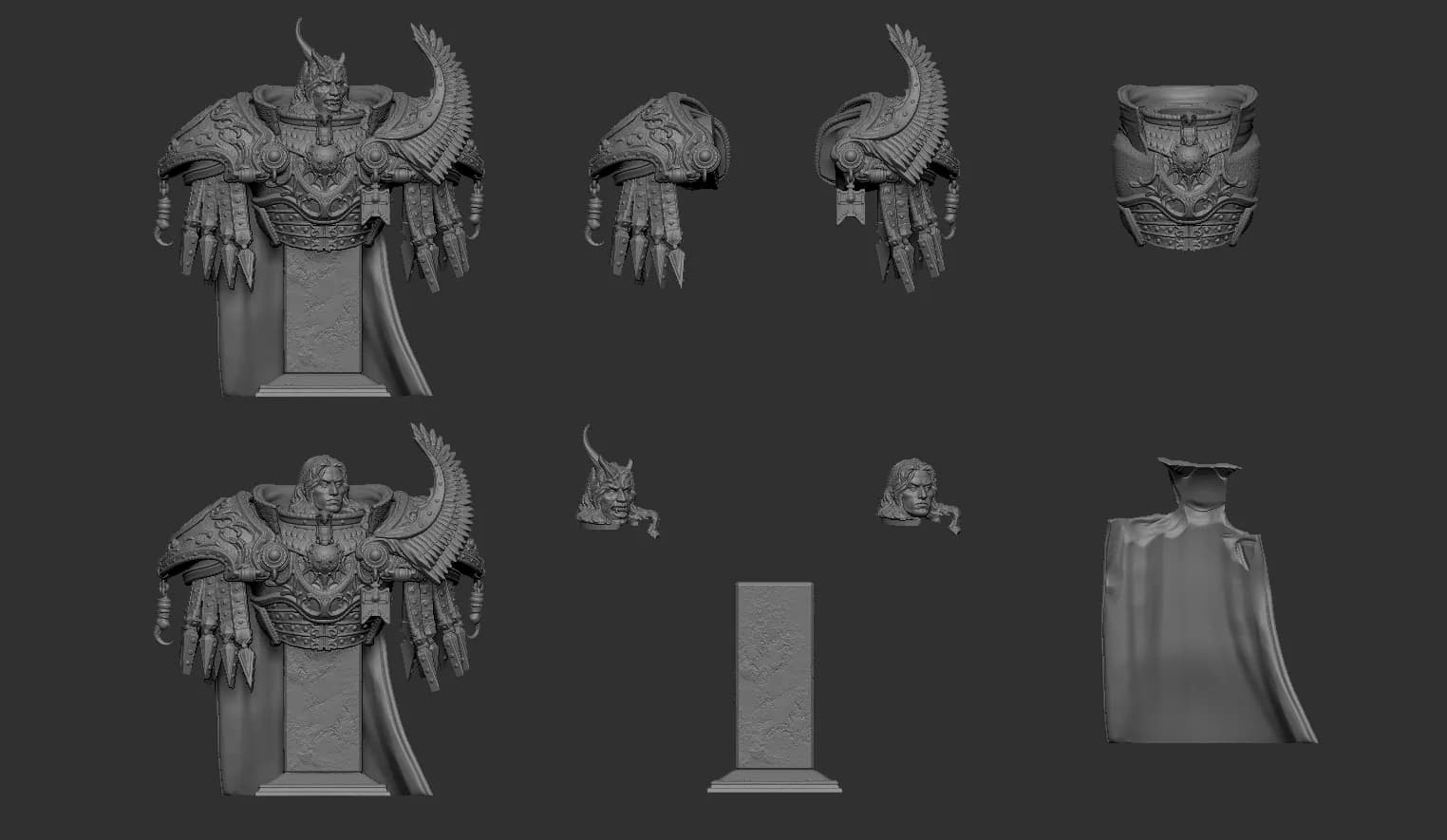 STL - Busto de Emperador con Armadura y Alas render 4