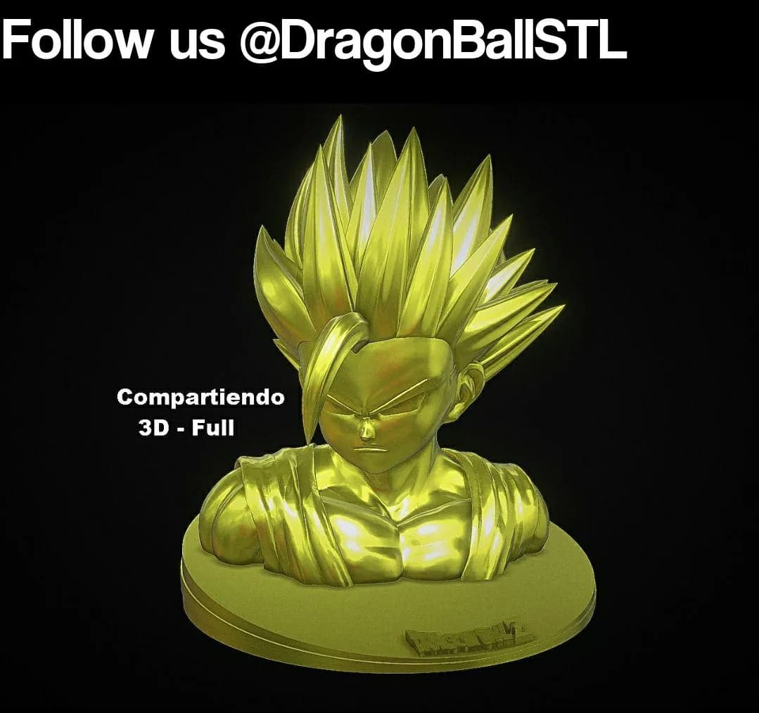 STL - Busto de Gohan estilo Dragon Ball Z render 1