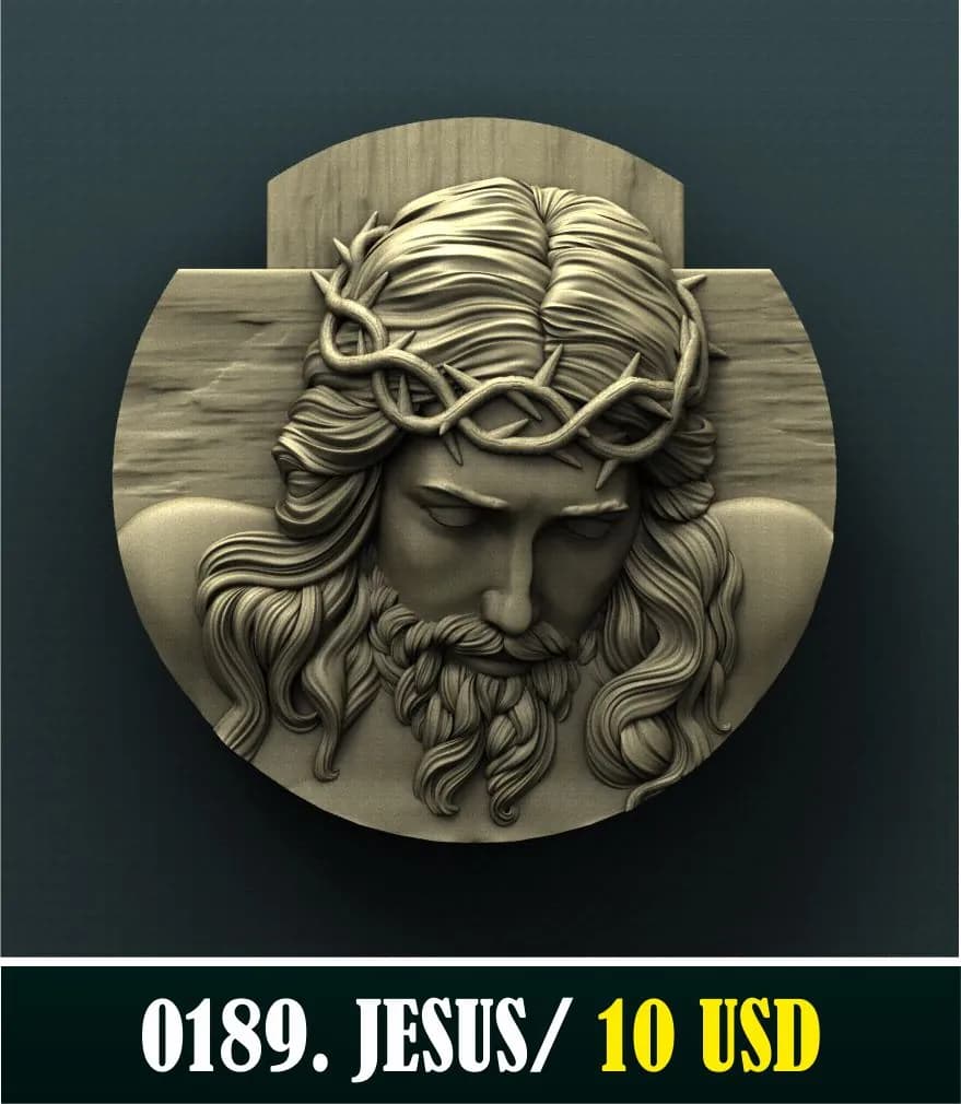 STL - Busto de Jesús con corona de espinas render 1