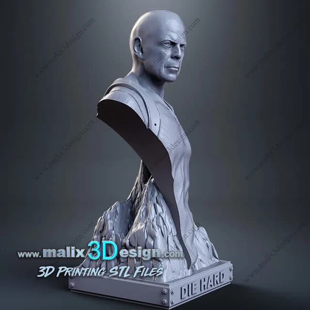STL - Busto de John McClane de Duro de Matar render 2