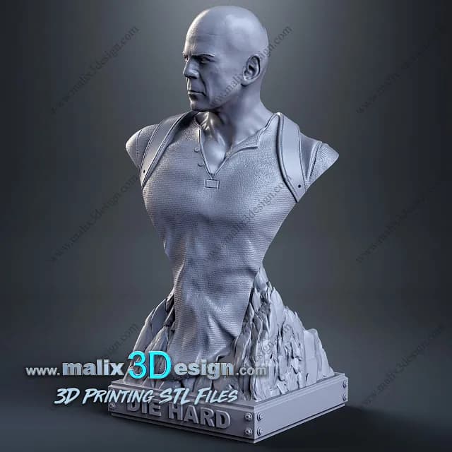 STL - Busto de John McClane de Duro de Matar render 5