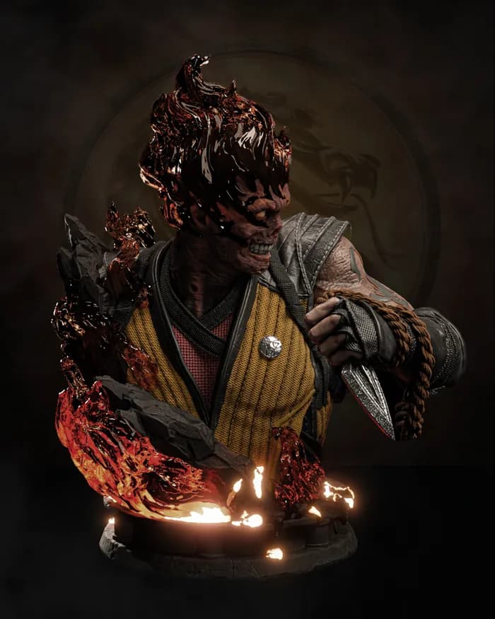 STL - Busto de Scorpion de Mortal Kombat 3 render 3