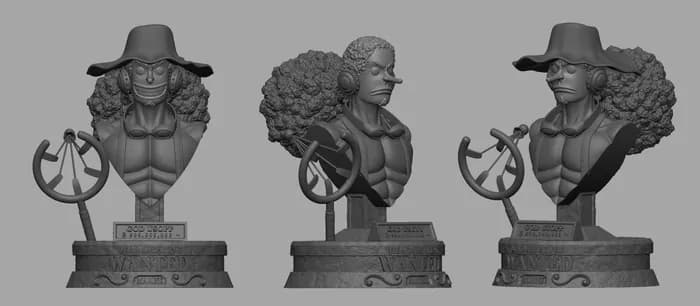 STL - Busto de Usopp render 4