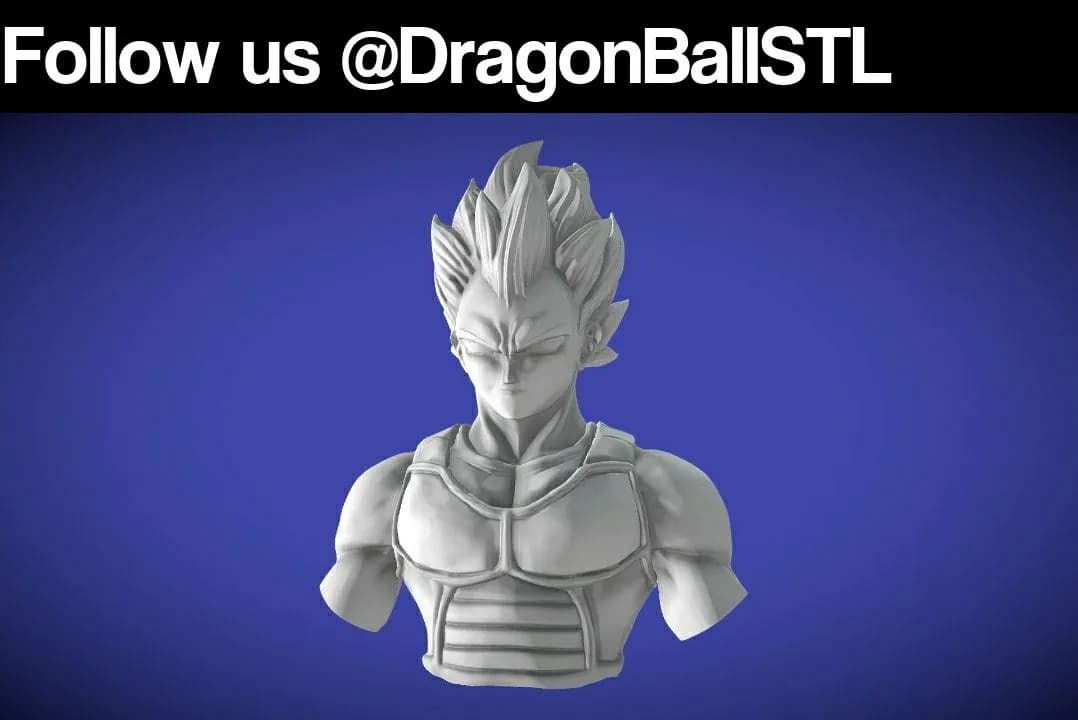 STL - Busto de Vegeta estilo Dragon Ball Z render 1