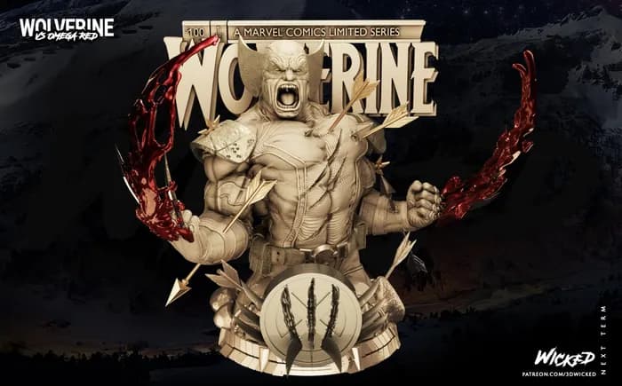 STL - Busto De Wolverine Ensartado Por Flechas render 1