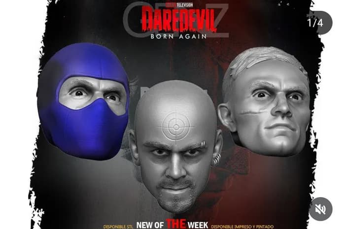 STL - Cabeza de Daredevil para Colección render 1