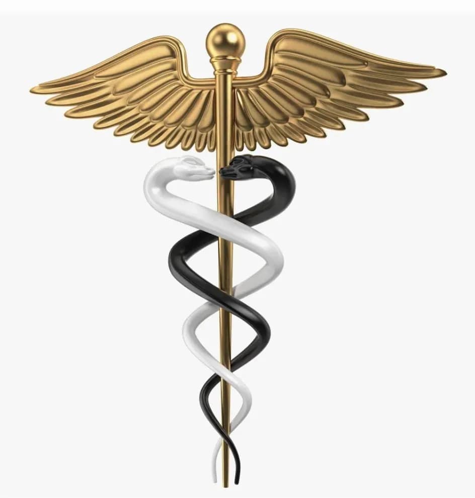 STL - Caduceo con serpientes en blanco y negro render 1