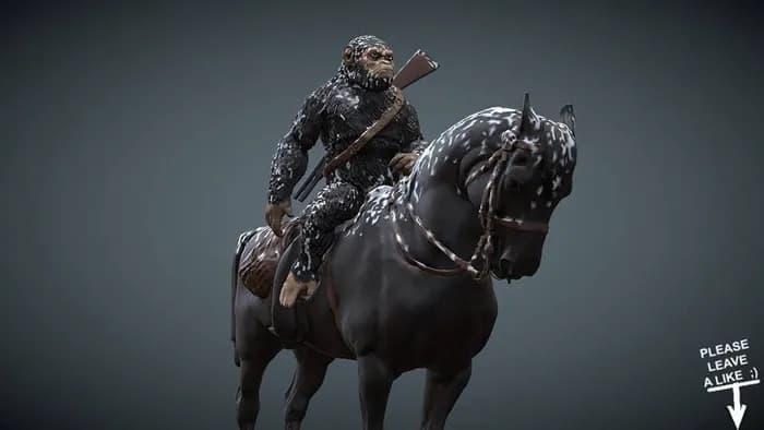STL - caesar planet of the apes fixed stl render 1