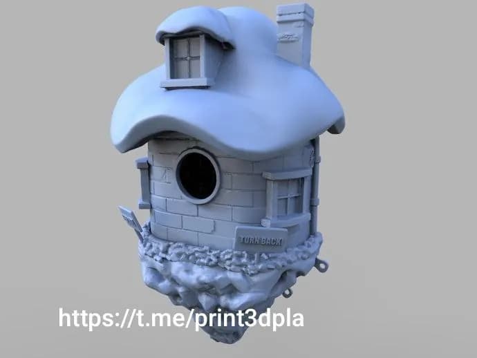 STL - Casa de pájaros de cuento de hadas render 1