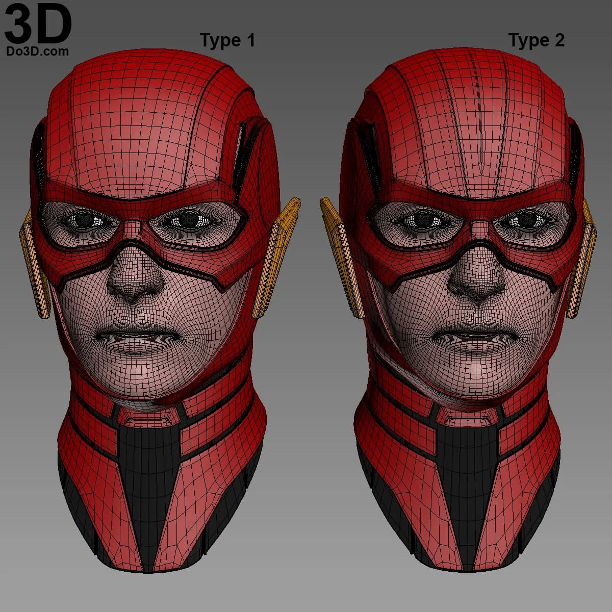 STL - Casco de Flash estilo Liga de la Justicia render 2