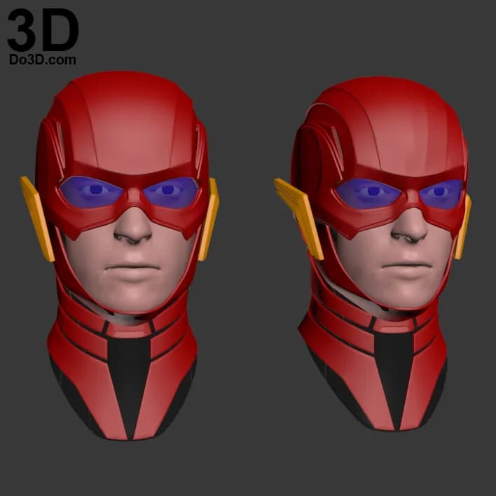 STL - Casco de Flash estilo Liga de la Justicia render 5