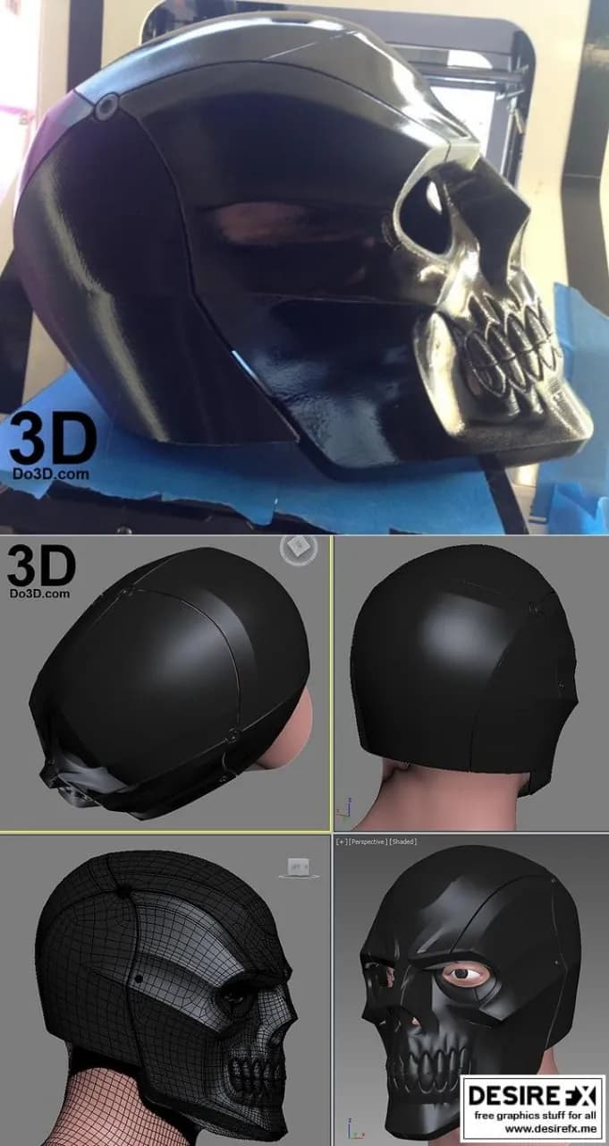 STL - Casco de Máscara Negra de Arkham Knight render 2