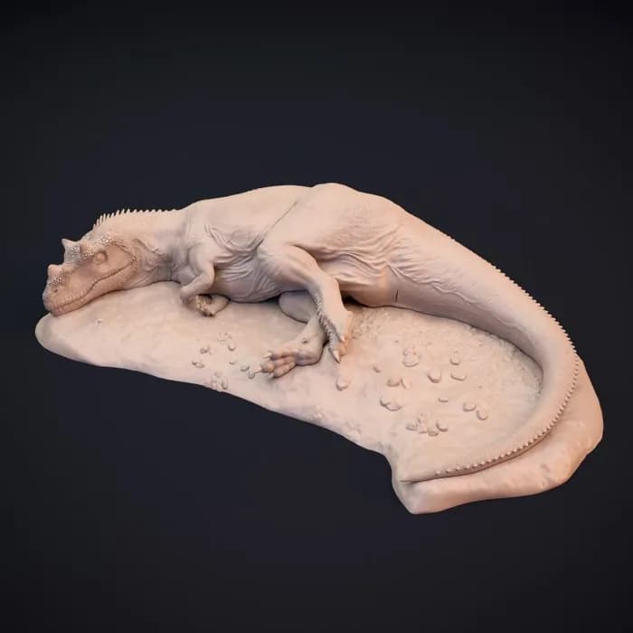 STL - ceratosaurus sleeping dinosaur carnivore render 1