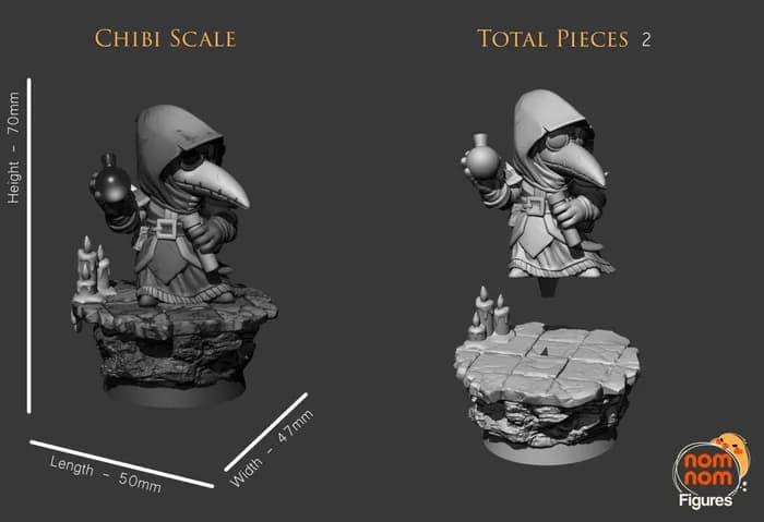 STL - chibi plague doctor darkest dungeon render 3