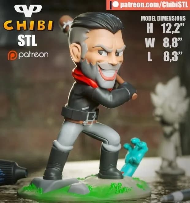 STL - chibi stl negan chibi walking dead render 1
