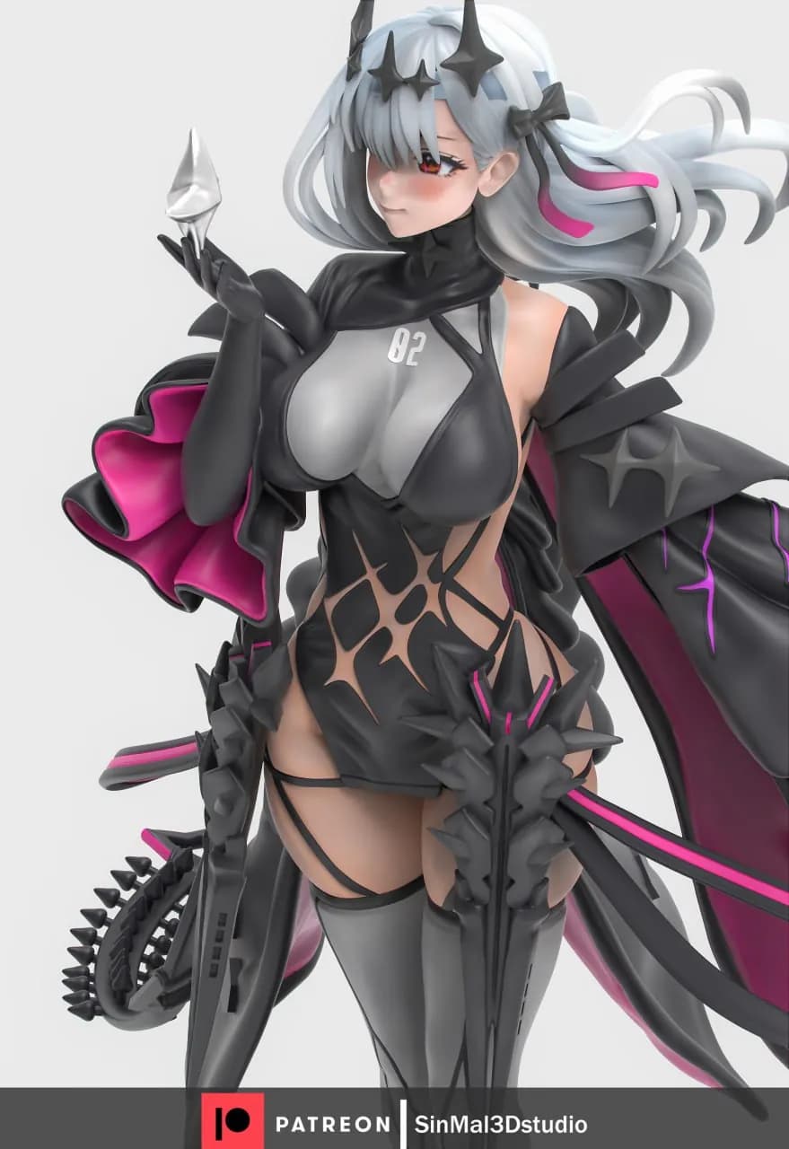 STL - Chica con traje de armadura y espadas