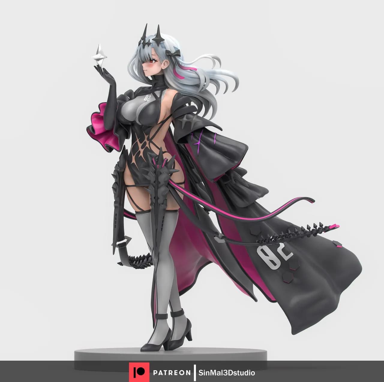 STL - Chica con traje de armadura y espadas render 2