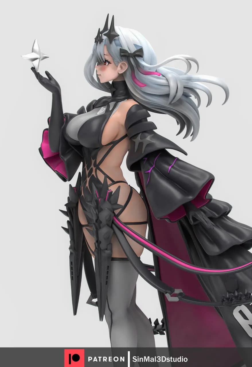 STL - Chica con traje de armadura y espadas render 3