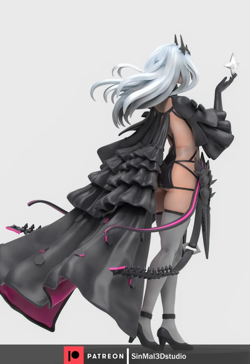 STL - Chica con traje de armadura y espadas render 4