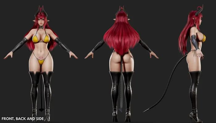 STL - Chica Demonio Guerrero render 2