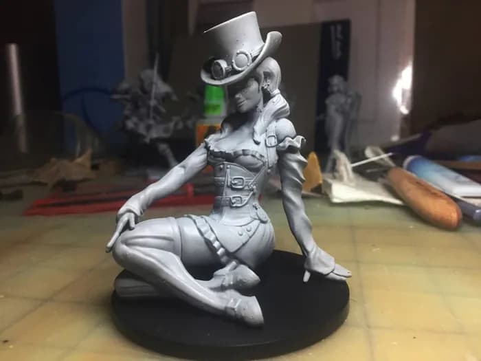 STL - Chica Steampunk con Sombrero de Copa