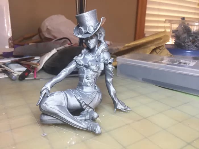 STL - Chica Steampunk con Sombrero de Copa render 2