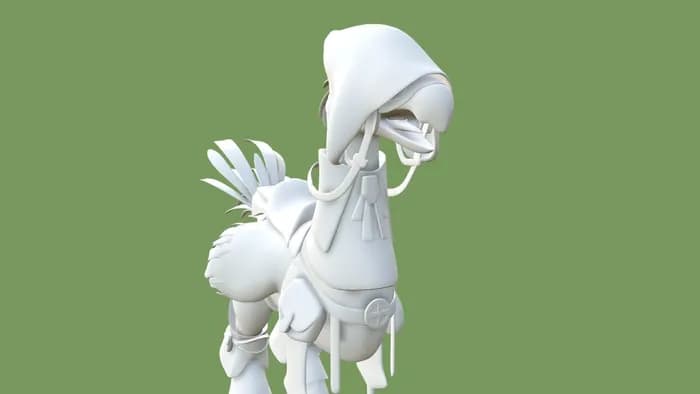 STL - chocobo with white mage barding from ffxiv stl render 1