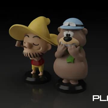 STL - Coche de carreras de Lazy Luke y Yogi Bear render 3