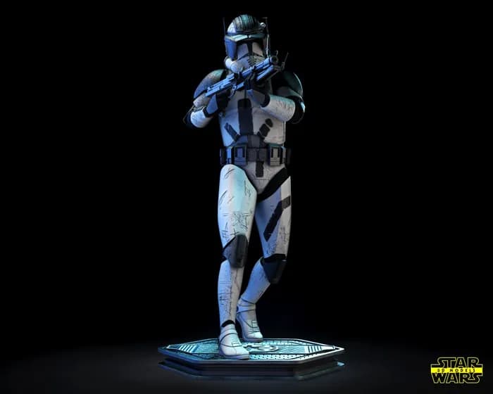 STL - cody sculpture star wars 3d models 30 cm 14 parts render 2