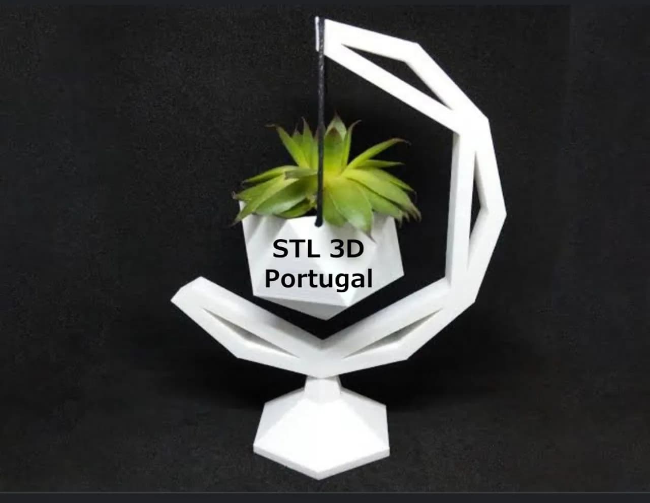 STL - Colgador de plantas de luna poligonal render 1