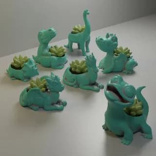 STL - Conjunto de macetas de dinosaurios render 1