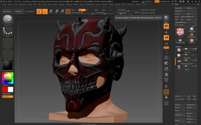 STL - darth maul wearable skull render 1