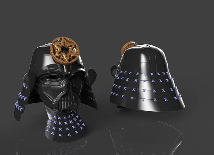STL - darth vader samurai helmet nikko render 1
