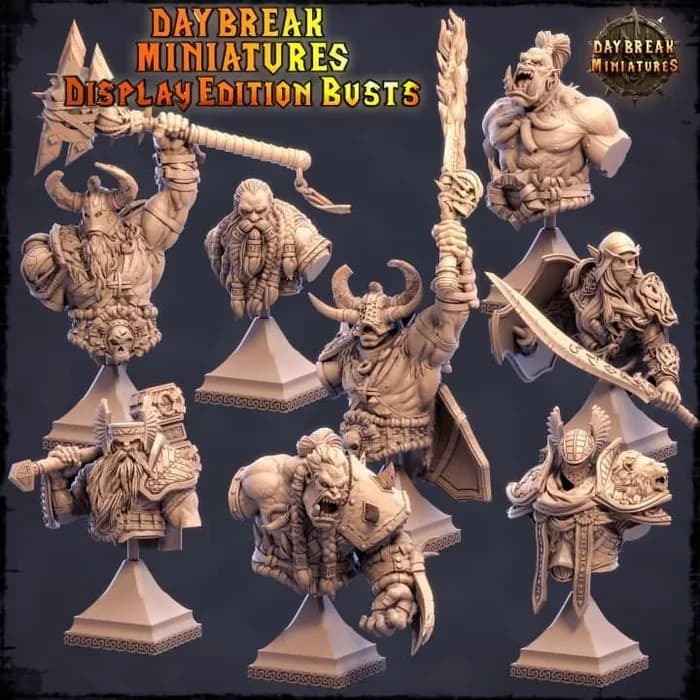 STL - daybreak miniatures the dwarfs of the dark deep busts render 1
