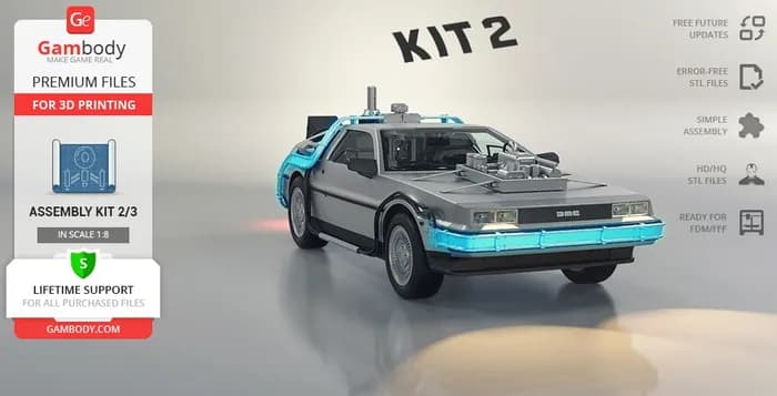 STL - de volta para o futuro delorean gambody render 2