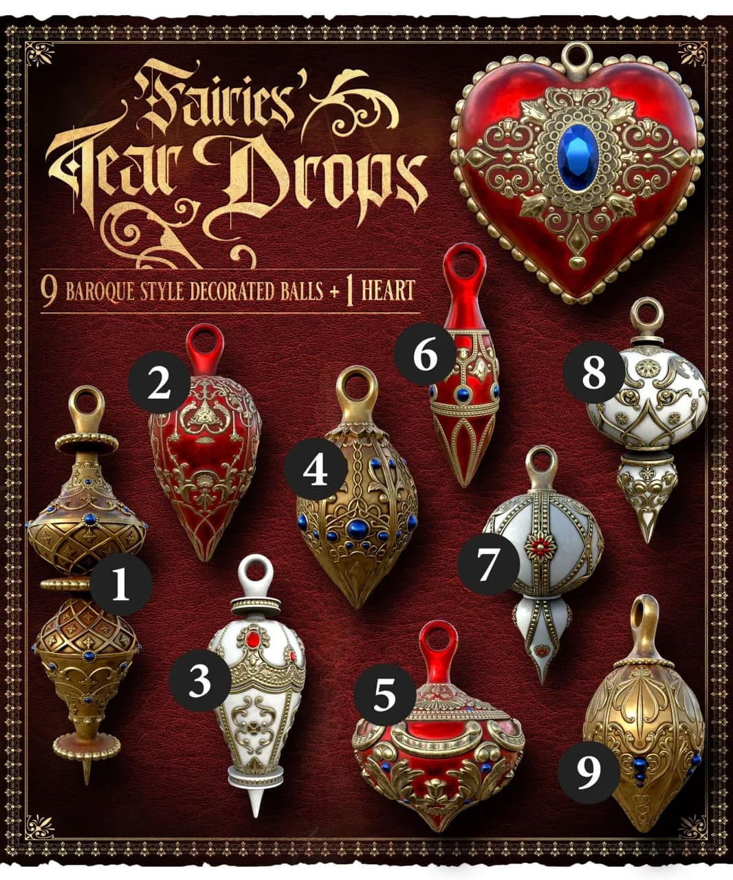 STL - Fairies' Tear Drops Baroque Style Christmas Decorations