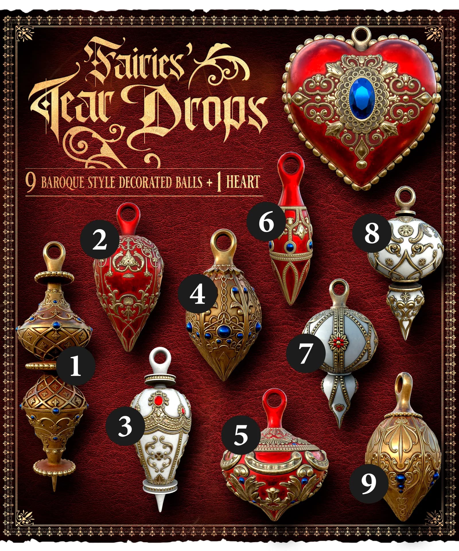 STL - Decoraciones de Navidad estilo Barroco de Hadas render 2