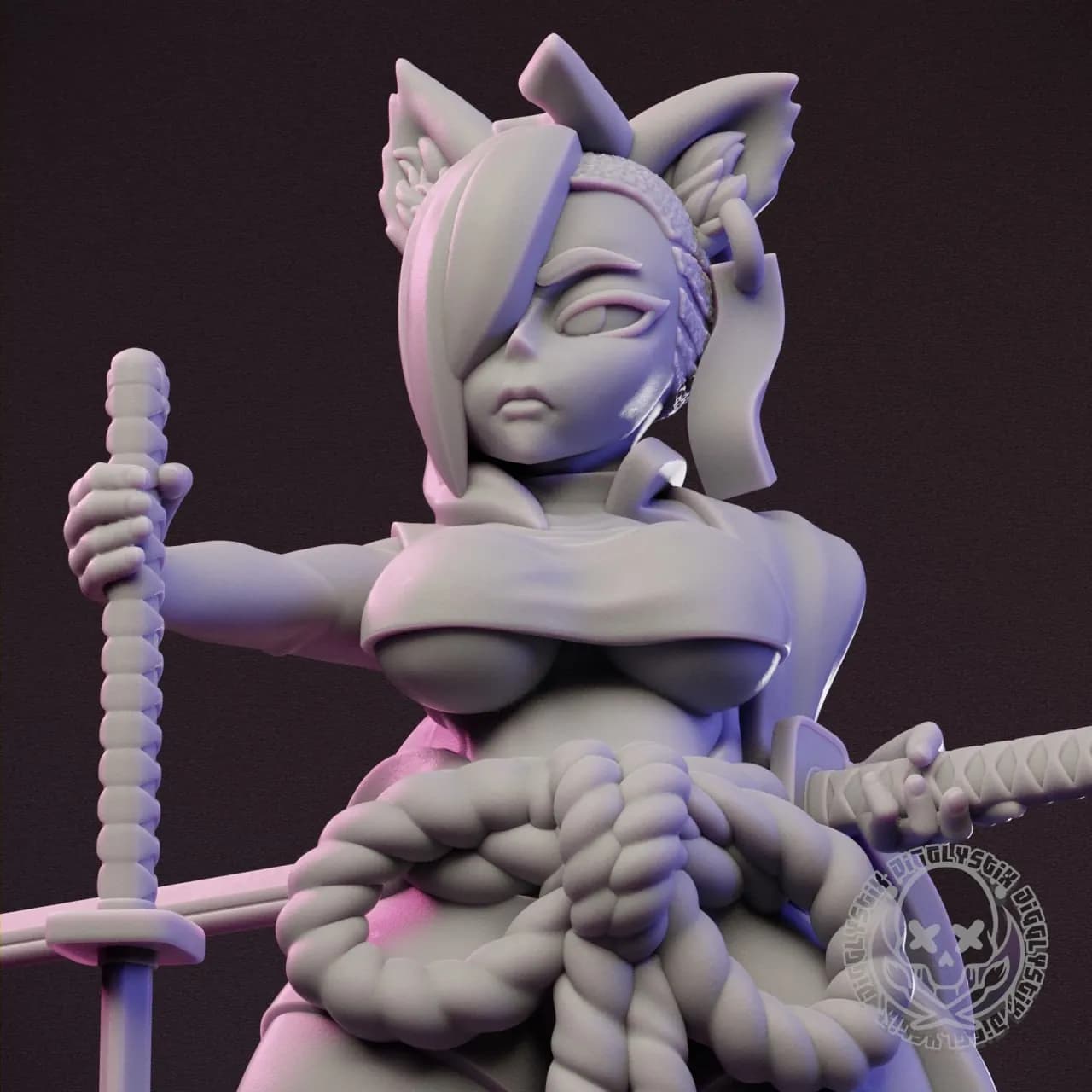 STL - Demonio guerrero musculoso con maza con púas render 4
