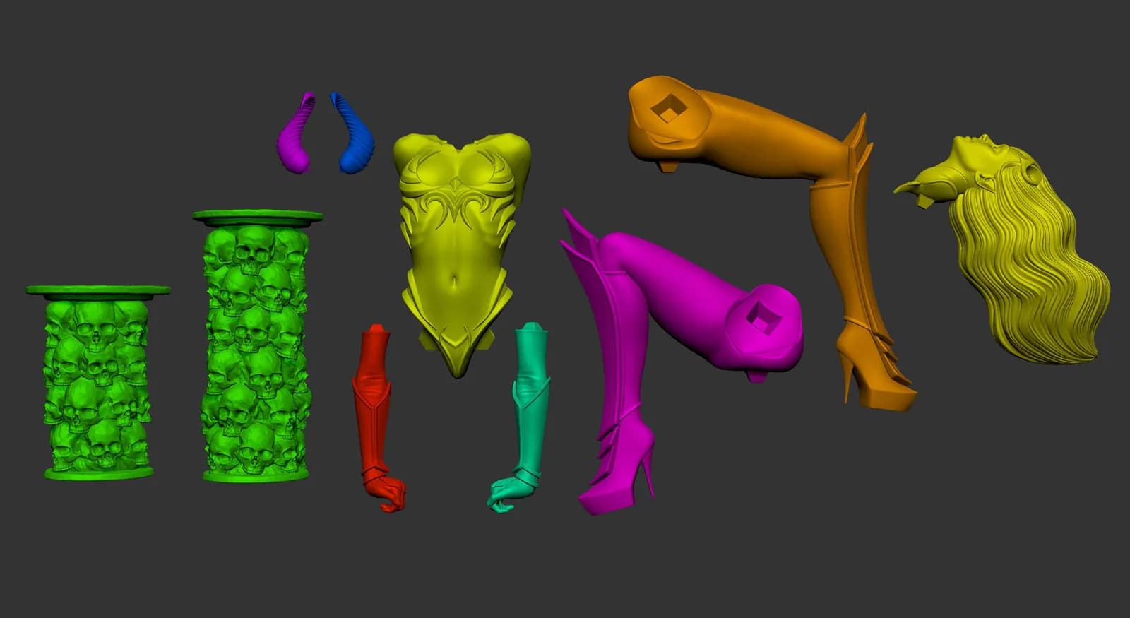 STL - Demonio seductor en pedestal de calaveras render 4