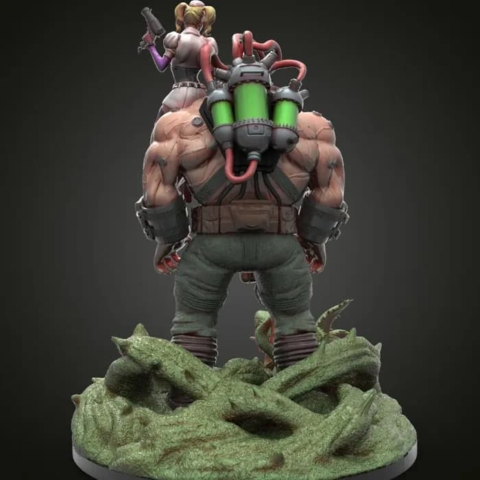 STL - Diorama Bane con Hiedra Venenosa y Harley Quinn render 3