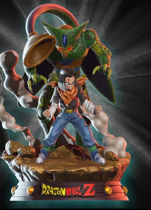 STL - Diorama Cell vs C 17 de Dragon Ball Z render 1