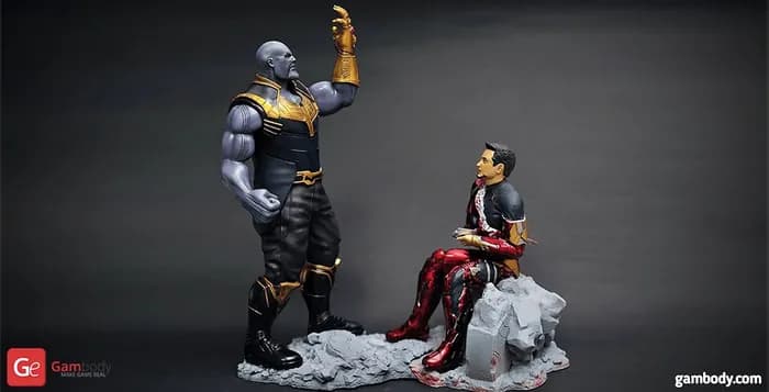 STL - diorama completo the defeated iron man render 3