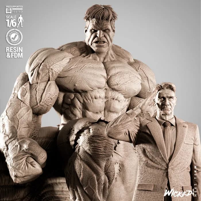 STL - Diorama Red Hulk y Ross Capitán América render 3