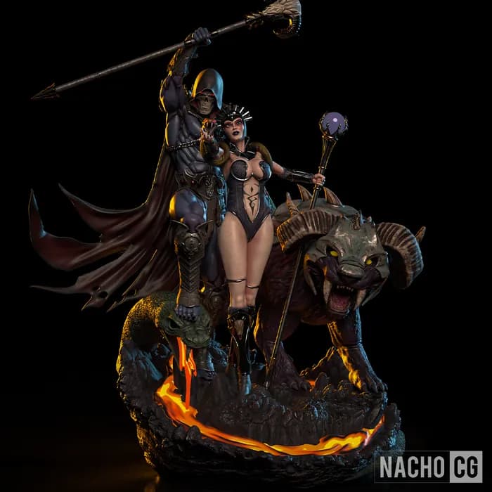 STL - Diorama Skeletor, Evillyn y Panthor