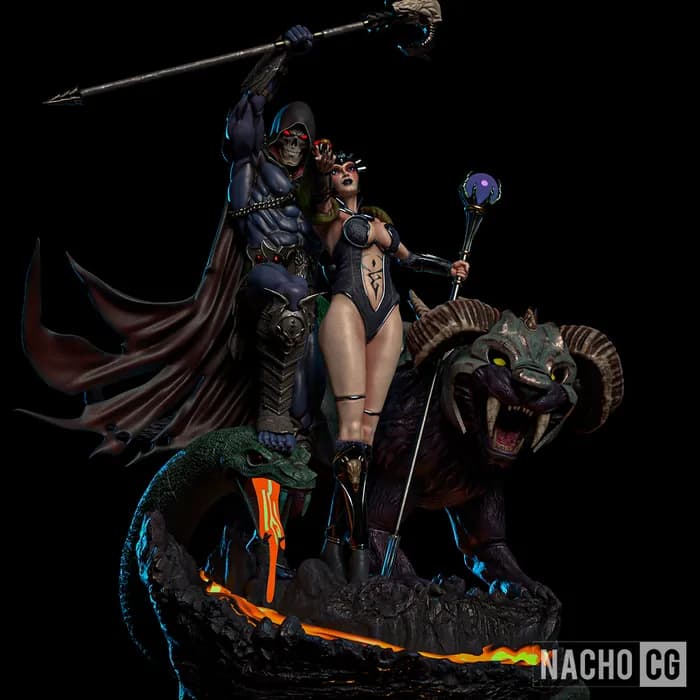 STL - Diorama Skeletor, Evillyn y Panthor render 4