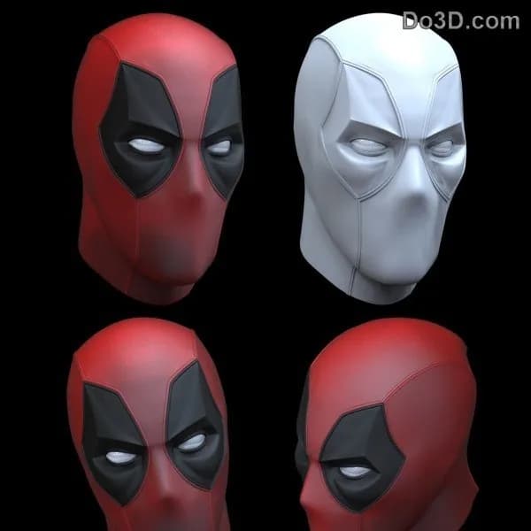 STL - do3d deadpool mask faceshell with 6 no hearts render 1