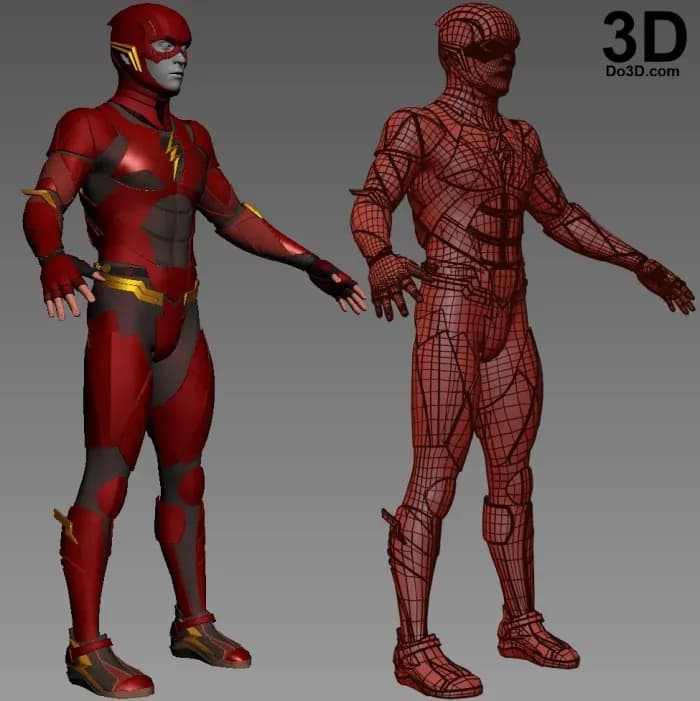 STL - do3d flash justice league full suit render 1