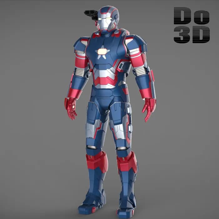 STL - do3d iron man patriot armor suit from iron man 3 (2013) render 1