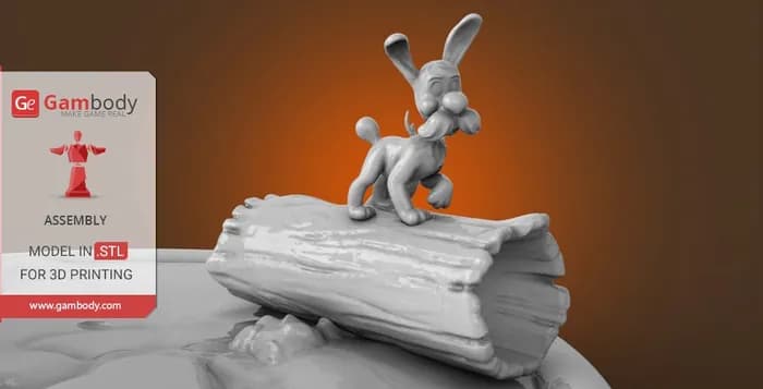 STL - dogmatix 3d miniature with diorama render 1