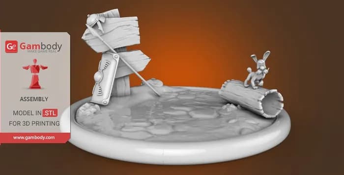 STL - dogmatix 3d miniature with diorama render 2
